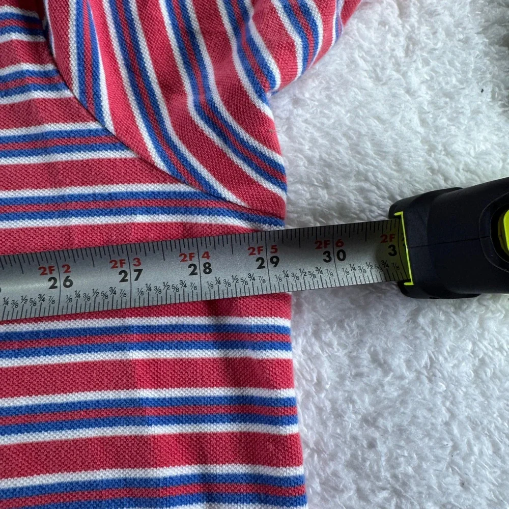 Vintage Polo Ralph Lauren 3XB Big Pink Blue Striped Polo Shirt Collar Button